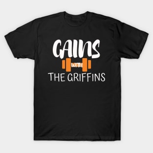 Gains With The Griffins White Text T-Shirt